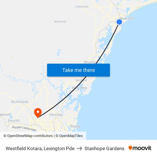 Westfield Kotara, Lexington Pde to Stanhope Gardens map