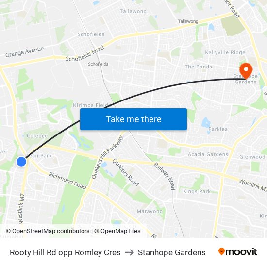 Rooty Hill Rd opp Romley Cres to Stanhope Gardens map