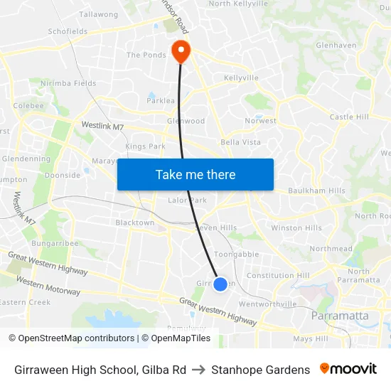 Girraween High School, Gilba Rd to Stanhope Gardens map