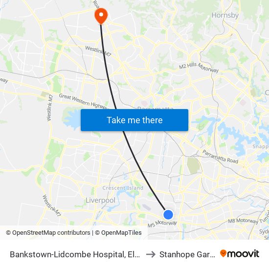 Bankstown-Lidcombe Hospital, Eldridge Rd to Stanhope Gardens map