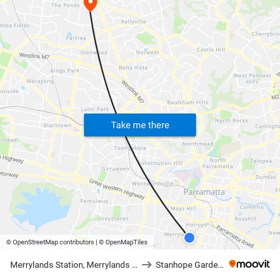 Merrylands Station, Merrylands Rd to Stanhope Gardens map