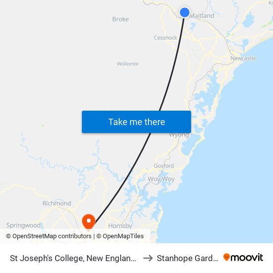 St Joseph's College, New England Hwy to Stanhope Gardens map