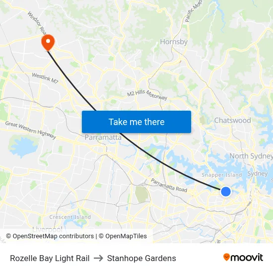 Rozelle Bay Light Rail to Stanhope Gardens map