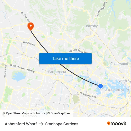 Abbotsford Wharf to Stanhope Gardens map
