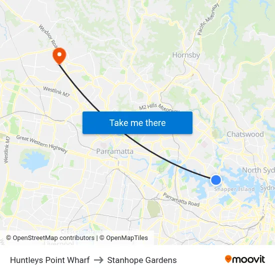 Huntleys Point Wharf to Stanhope Gardens map
