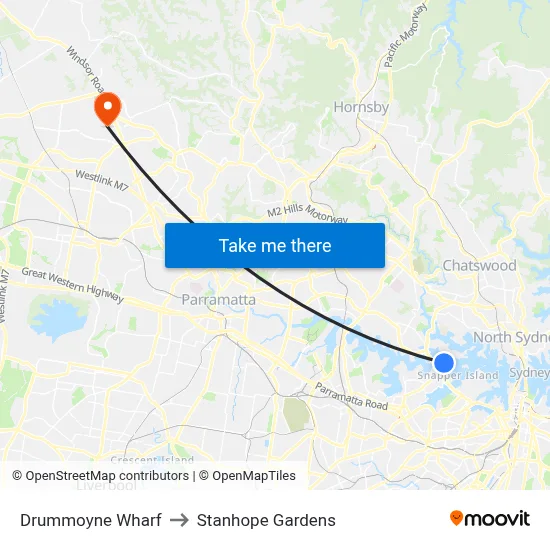 Drummoyne Wharf to Stanhope Gardens map