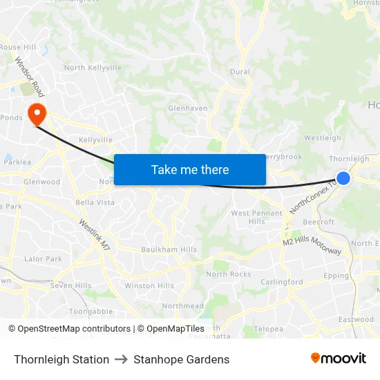 Thornleigh Station to Stanhope Gardens map