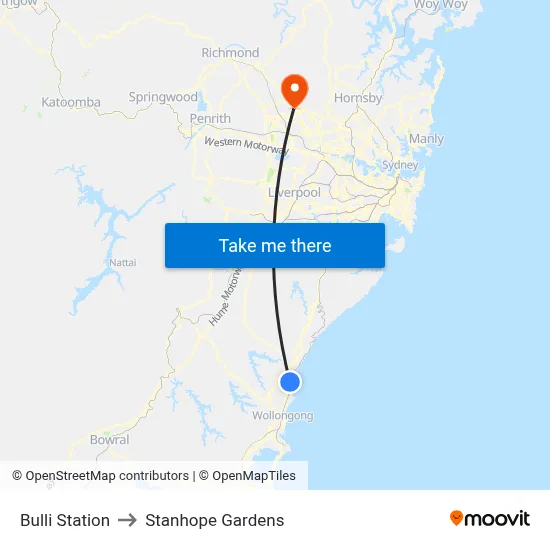 Bulli Station to Stanhope Gardens map