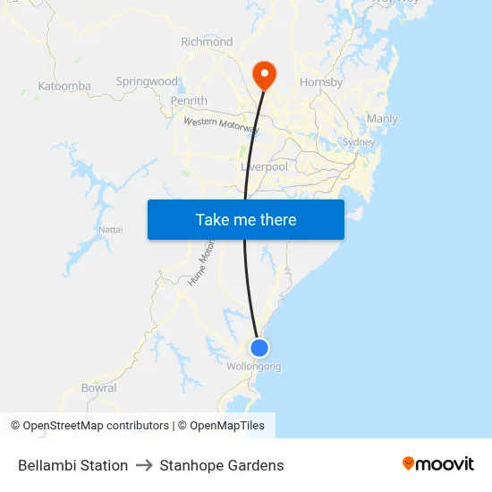 Bellambi Station to Stanhope Gardens map
