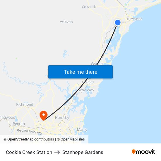 Cockle Creek Station to Stanhope Gardens map