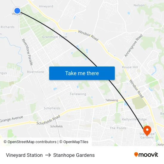 Vineyard Station to Stanhope Gardens map