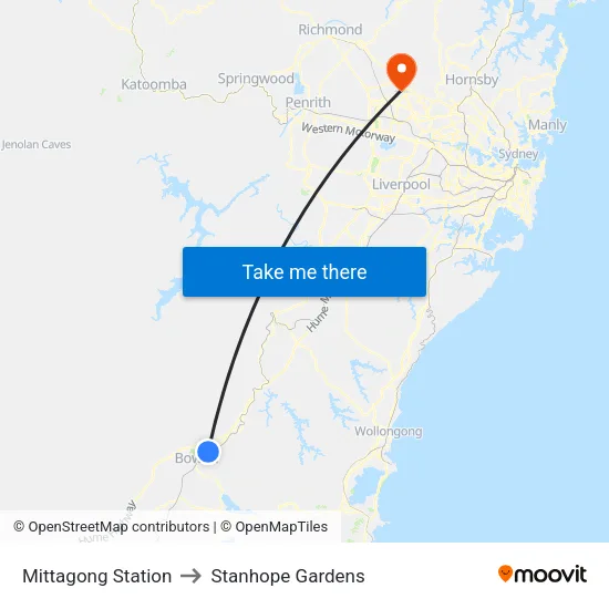 Mittagong Station to Stanhope Gardens map