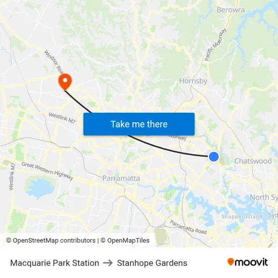 Macquarie Park Station to Stanhope Gardens map