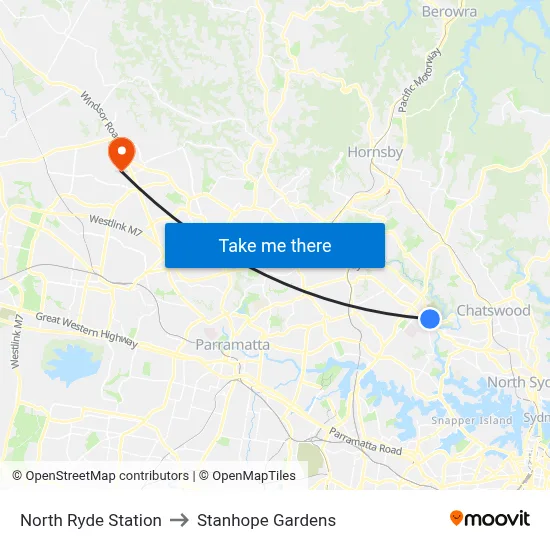 North Ryde Station to Stanhope Gardens map