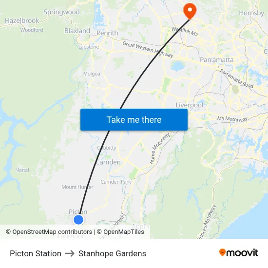 Picton Station to Stanhope Gardens map