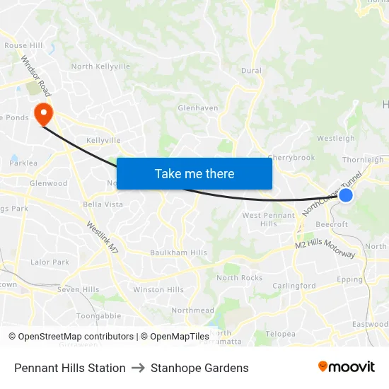 Pennant Hills Station to Stanhope Gardens map