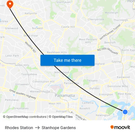 Rhodes Station to Stanhope Gardens map