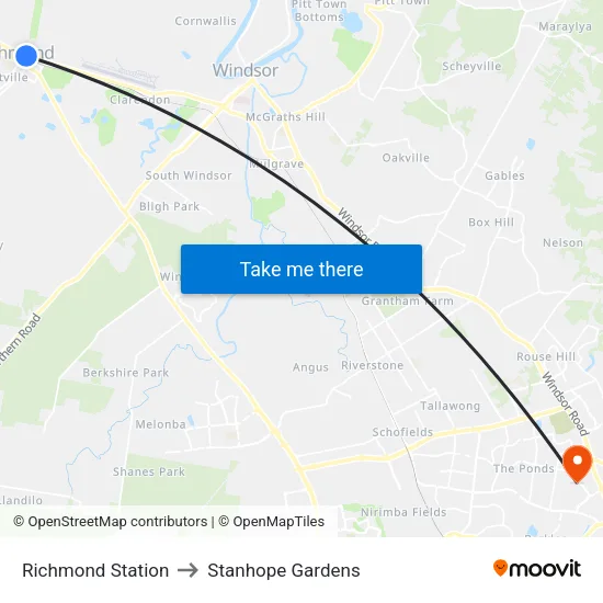 Richmond Station to Stanhope Gardens map