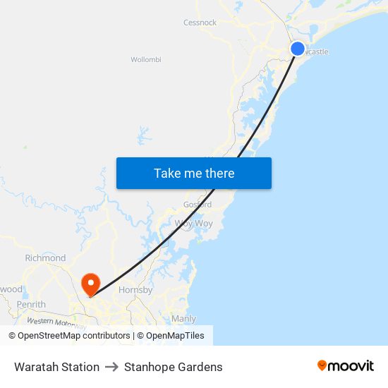 Waratah Station to Stanhope Gardens map