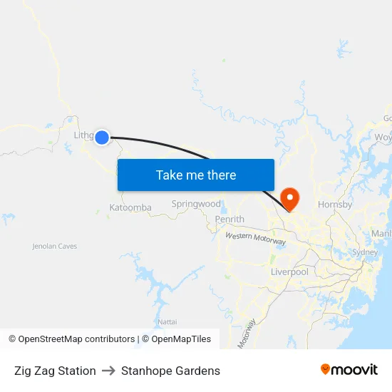 Zig Zag Station to Stanhope Gardens map