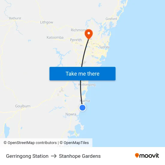Gerringong Station to Stanhope Gardens map