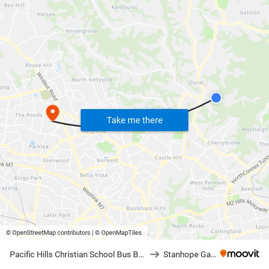 Pacific Hills Christian School Bus Bay, Quarry Rd to Stanhope Gardens map