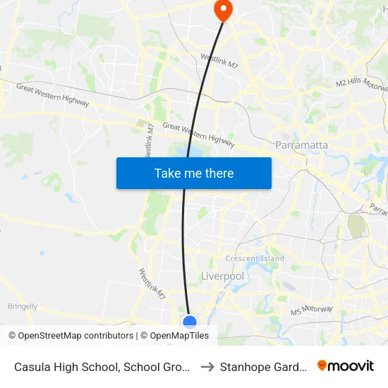 Casula High School, School Grounds to Stanhope Gardens map