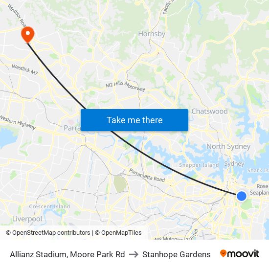 Allianz Stadium, Moore Park Rd to Stanhope Gardens map