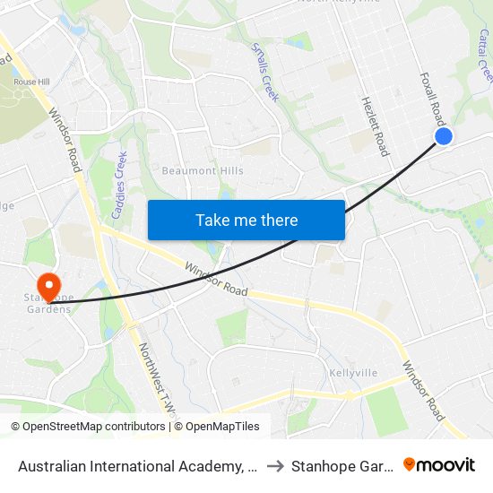 Australian International Academy, Foxall Rd to Stanhope Gardens map