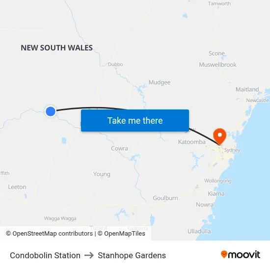 Condobolin Station to Stanhope Gardens map