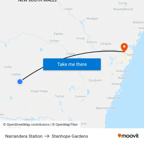 Narrandera Station to Stanhope Gardens map