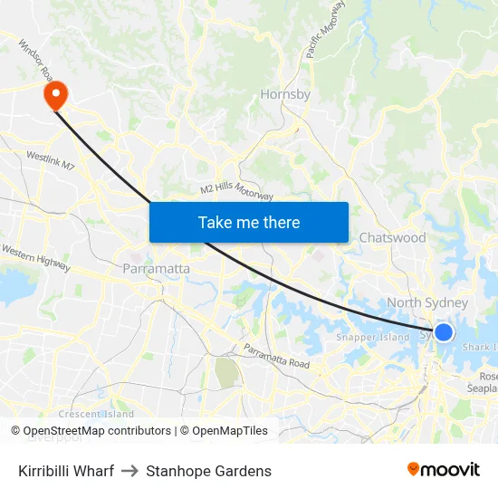 Kirribilli Wharf to Stanhope Gardens map