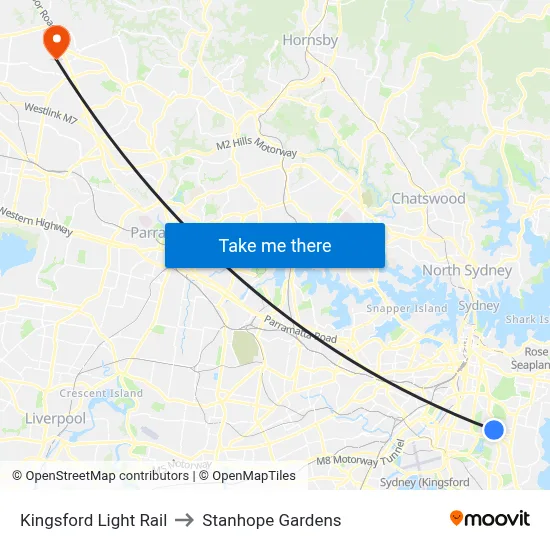 Kingsford Light Rail to Stanhope Gardens map