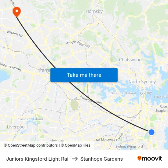 Juniors Kingsford Light Rail to Stanhope Gardens map