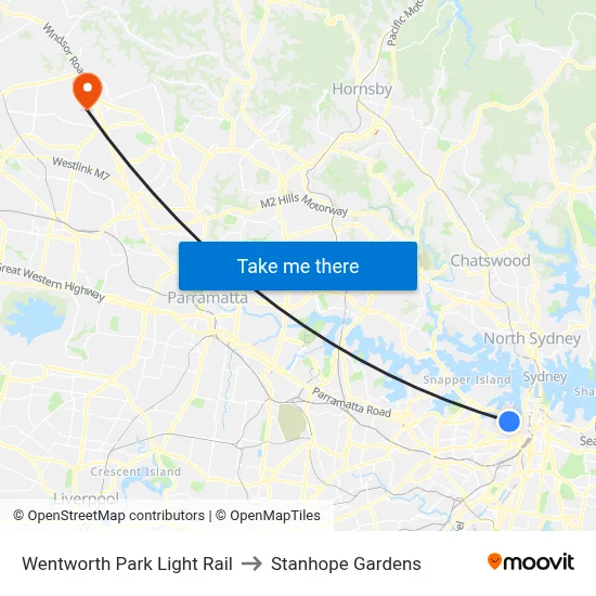 Wentworth Park Light Rail to Stanhope Gardens map