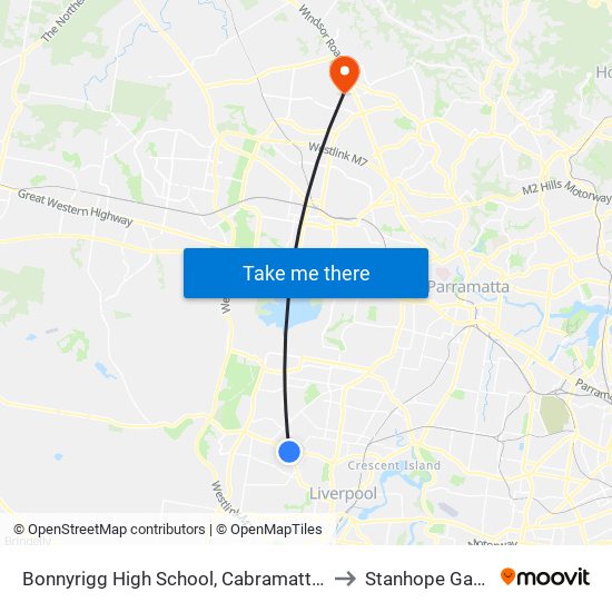 Bonnyrigg High School, Cabramatta Rd West to Stanhope Gardens map