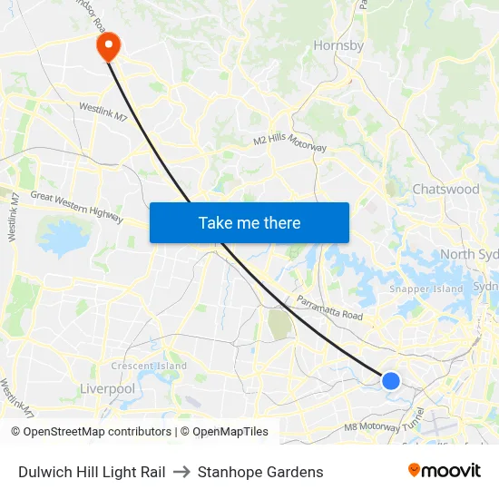 Dulwich Hill Light Rail to Stanhope Gardens map