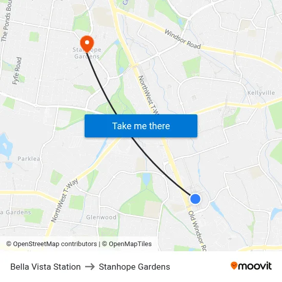 Bella Vista Station to Stanhope Gardens map