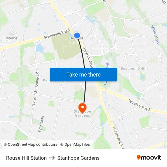 Rouse Hill Station to Stanhope Gardens map