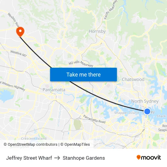 Jeffrey Street Wharf to Stanhope Gardens map