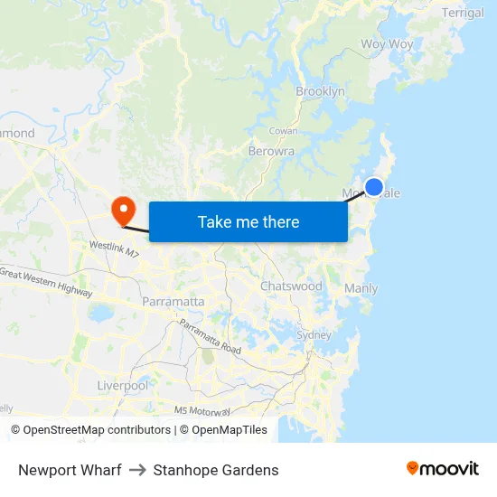 Newport Wharf to Stanhope Gardens map