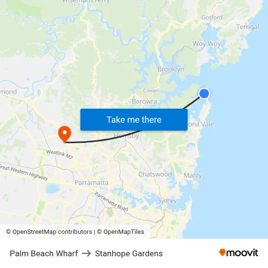 Palm Beach Wharf to Stanhope Gardens map