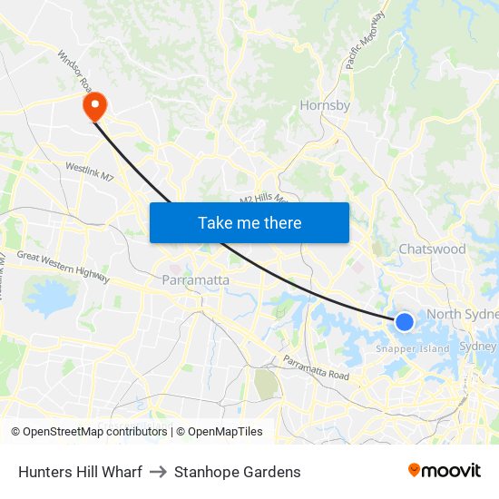 Hunters Hill Wharf to Stanhope Gardens map