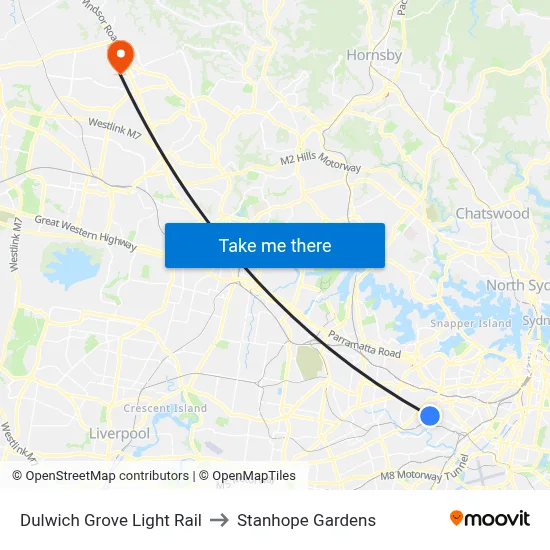 Dulwich Grove Light Rail to Stanhope Gardens map