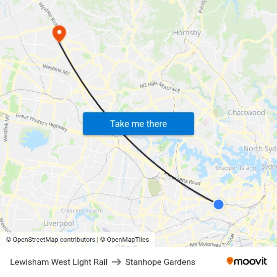 Lewisham West Light Rail to Stanhope Gardens map