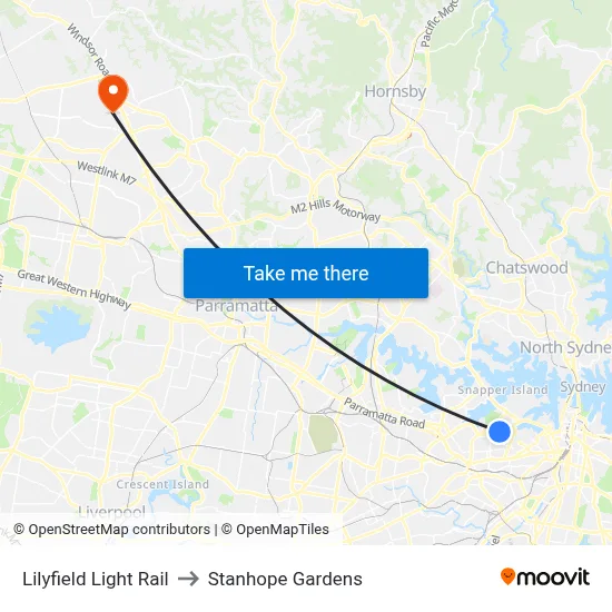 Lilyfield Light Rail to Stanhope Gardens map