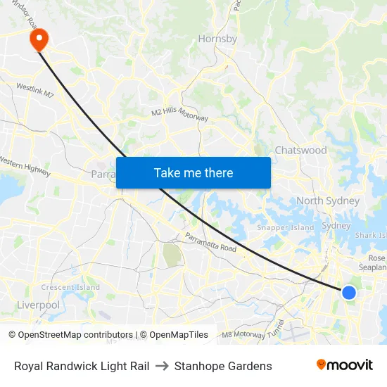 Royal Randwick Light Rail to Stanhope Gardens map