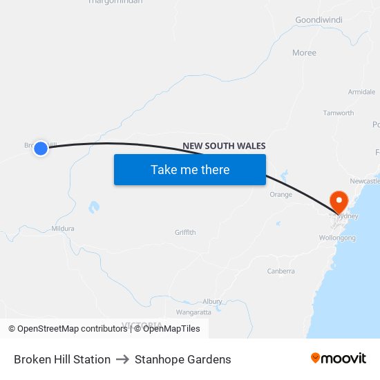 Broken Hill Station to Stanhope Gardens map