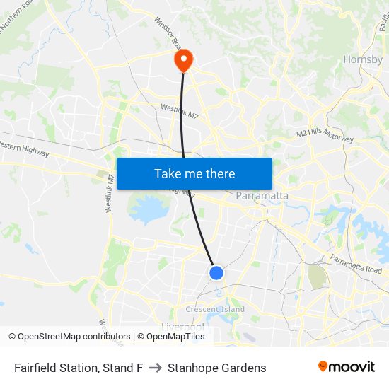 Fairfield Station, Stand F to Stanhope Gardens map