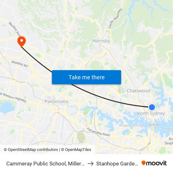 Cammeray Public School, Miller St to Stanhope Gardens map